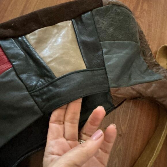 Vintage 70s 80s patchwork leather hobo purse brown leopard - Picture 4 of 7